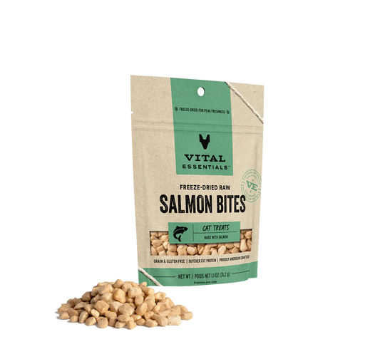Vital Essentials Freeze-Dried Salmon Bites - Premium Cat Treats (1.1oz)