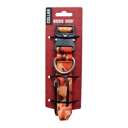 Boss Dog Tactical Orange Camo Collar - Small (13-16 inch) Heavy-Duty Adjustable