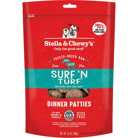 Stella & Chewy's Freeze-Dried Surf & Turf Dinner Patties Dog Food - 25oz