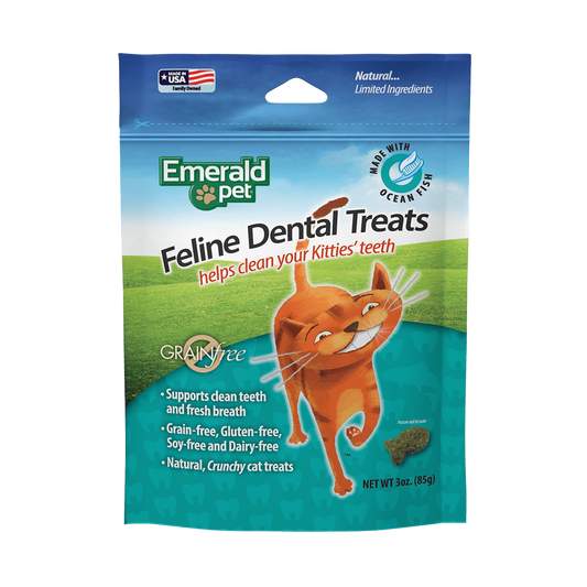 Emerald Pet Feline Dental Cat Treats Ocean Fish 3 oz