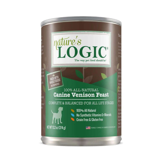 Nature's Logic Venison Dog Food - Premium Wet Food 13.2oz Cans (Case of 12)