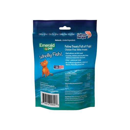 Emerald Pet Wholly Fish! Crunchy Cat Treats Salmon 3 oz