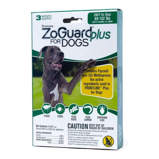 Zoguard Plus Spot-On For Dogs 89-132 Lb-3 Pk