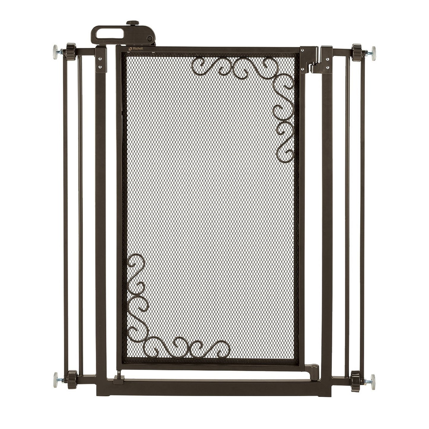 Tall One-Touch Metal Mesh Pet Gate in Antique Bronze - Premium Quality