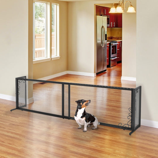 Richell Large Freestanding Metal Mesh Pet Gate - Antique Bronze
