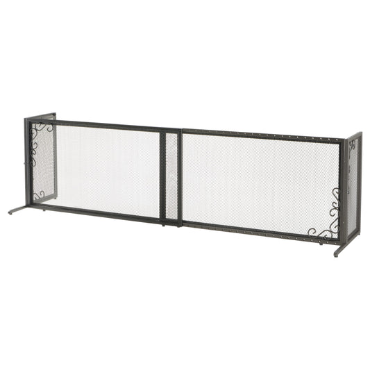 Richell Large Freestanding Metal Mesh Pet Gate - Antique Bronze