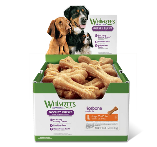 Whimzees Natural Ricebone Dental Chews - Bulk Box (50 Count)