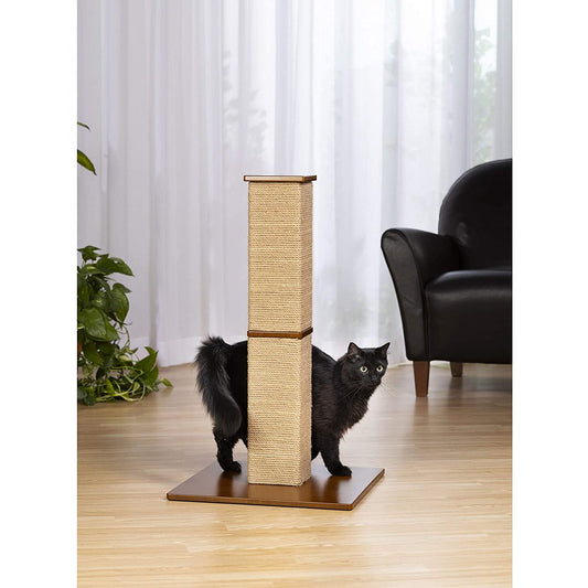32" Tall Cat Scratching Post - Premium Jute Square Tower for Full Body Stretch