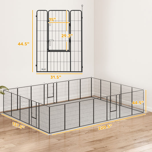 24-Panel Indoor/Outdoor Dog Playpen - 44.5" Height with Lockable Door & DIY Configuration