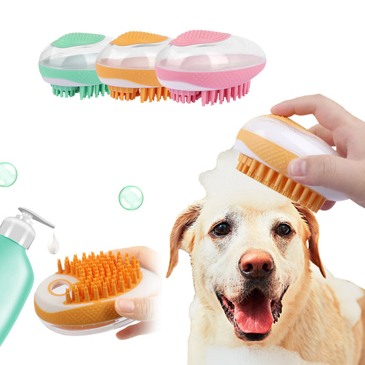 2-in-1 Pet Bath Brush & Massage Comb - Soft Silicone Grooming Tool for Dogs & Cats
