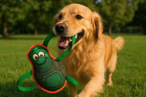 Dog playing with toy