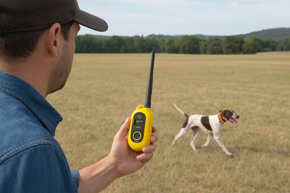 Dog training in open field