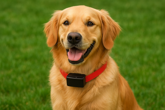 Dog wearing collar outdoors
