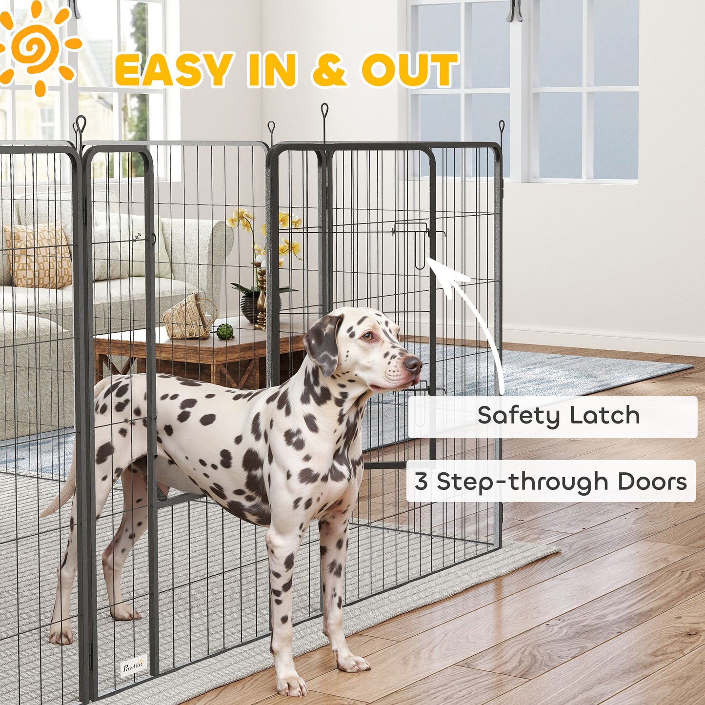 24-Panel Indoor/Outdoor Dog Playpen - 44.5" Height with Lockable Door & DIY Configuration
