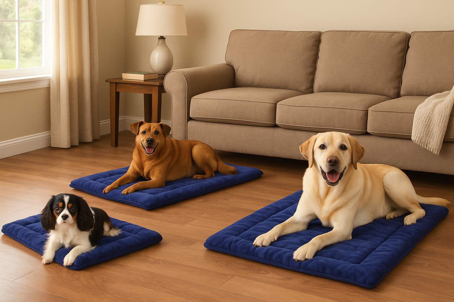 Multiple dogs using different sized mats