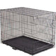 Affordable small dog crate with a durable black wire design, ideal for dogs up to 30 lbs for safe containment and travel.